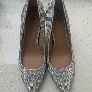 INC International Concepts Women's Glittering Silver Heels